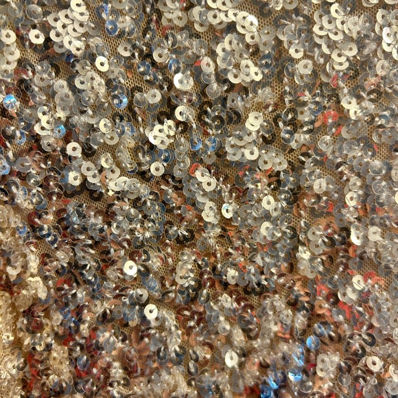 NWT American Threads Sequin Crop Top Women small long sleeve beige sparkle shirt - Picture 2 of 8